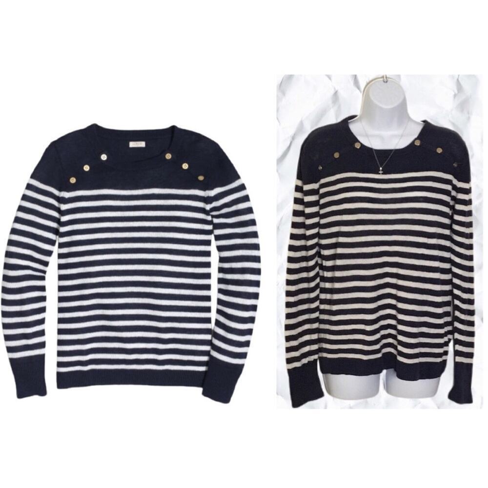 J. Crew sailor striped pullover sweater - large